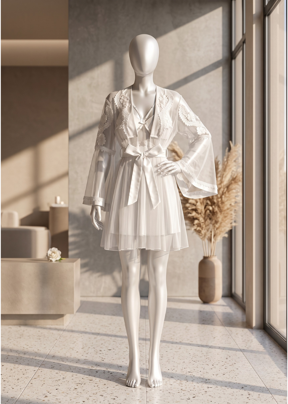 2 piece Celeste Bridal Lace Robe Set