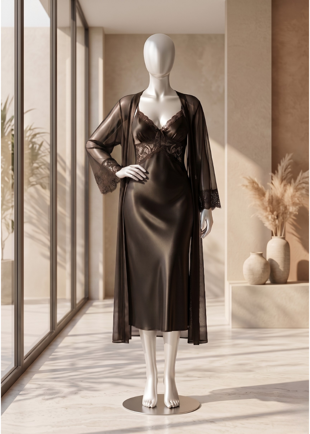 2-piece Noir Satin Grace Set