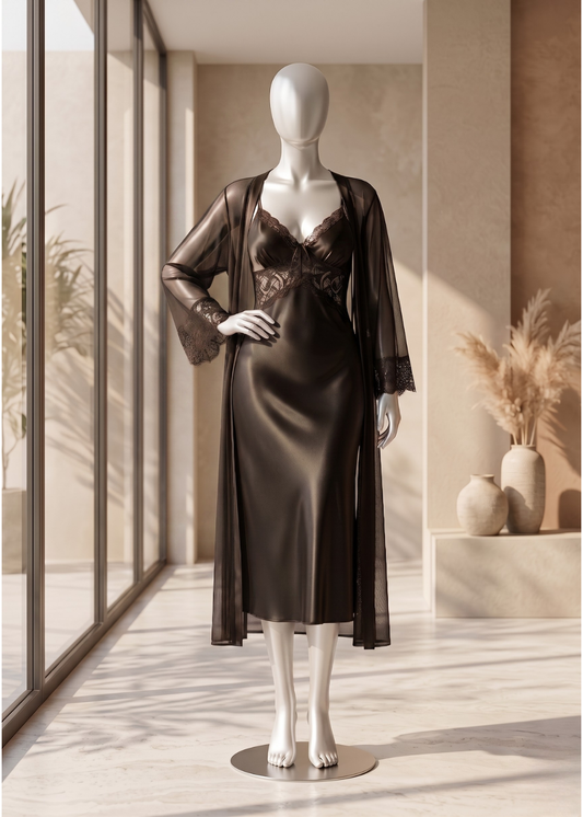2-piece Noir Satin Grace Set