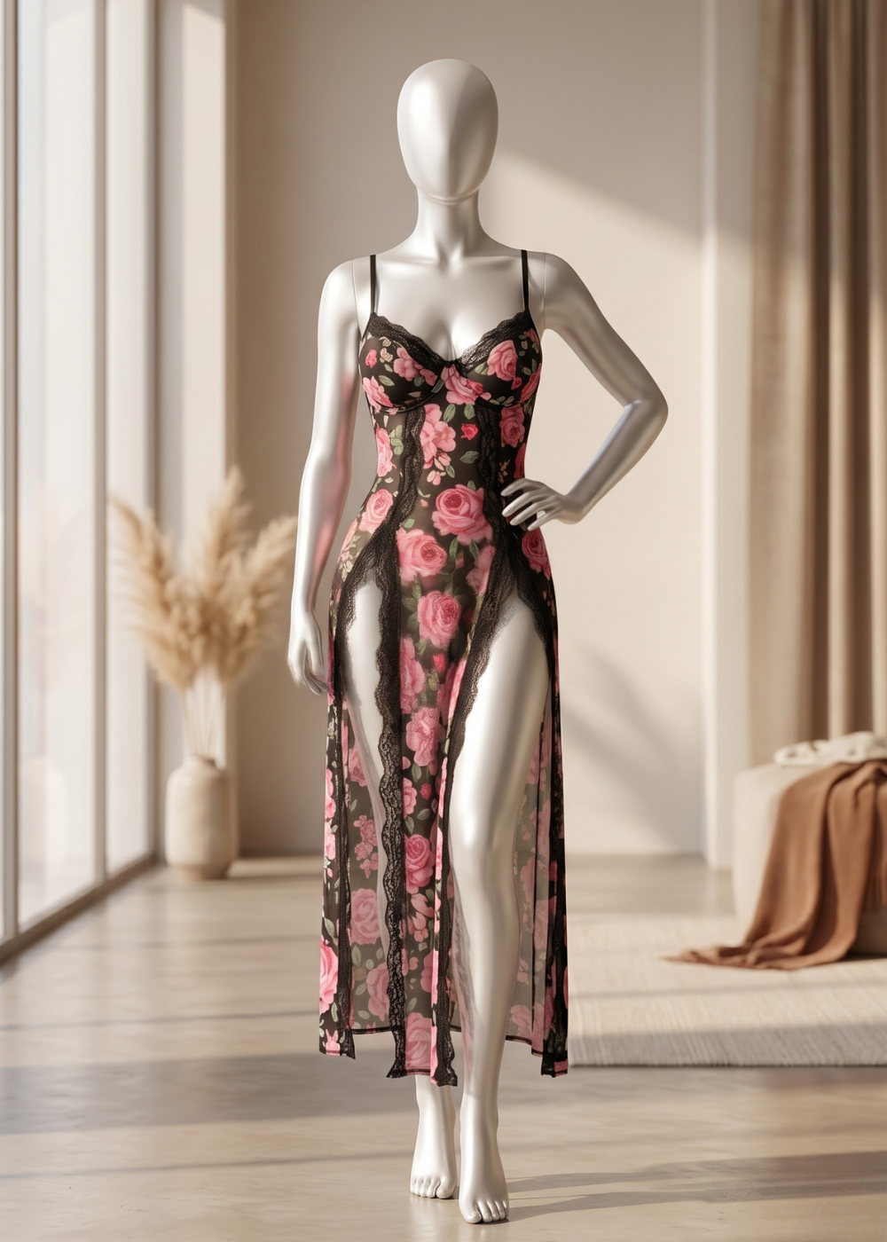 Midnight Rose Lace Gown