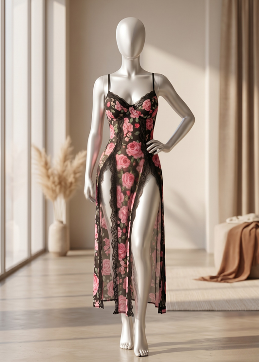 Midnight Rose Lace Gown