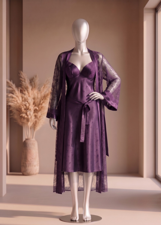 2 piece Scarlet Romance Satin Robe Set