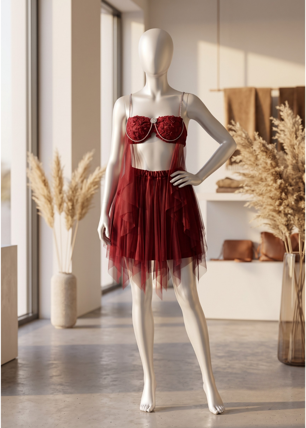 2-piece Ruby Romance Sheer Babydoll Set