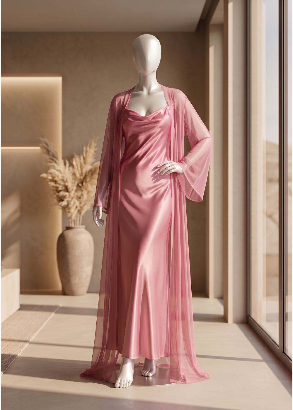 2 piece Satin Elegance Nightgown Set