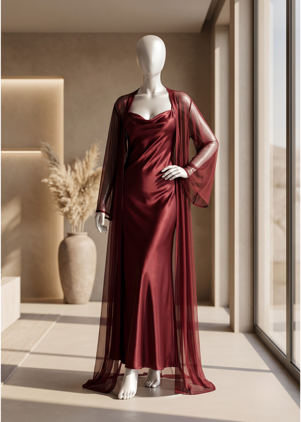 2 piece Satin Elegance Nightgown Set