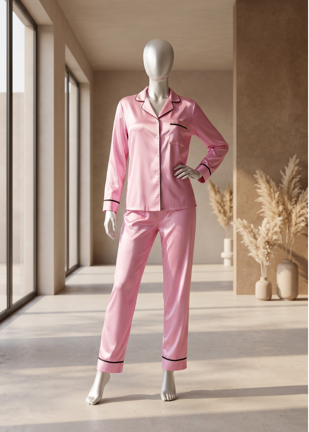 2 piece Satin Classic Pajama Set