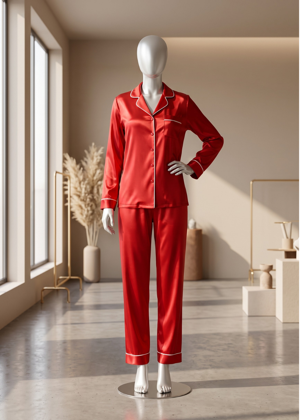 2 piece Satin Classic Pajama Set