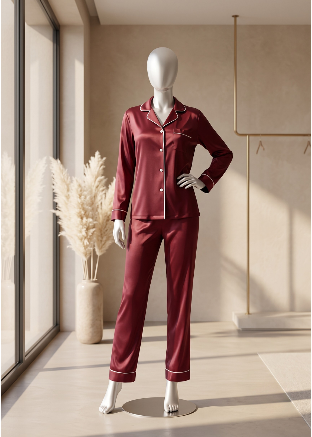 2 piece Satin Classic Pajama Set