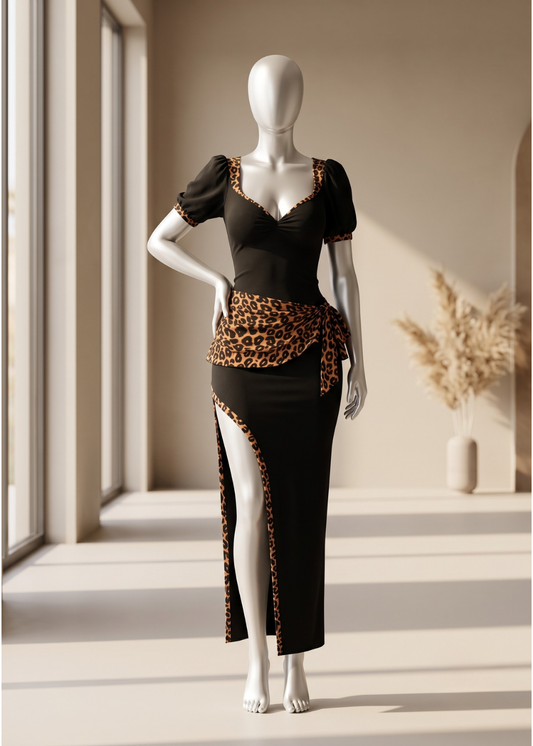 2 piece Wild Grace Leopard Maxi Dress