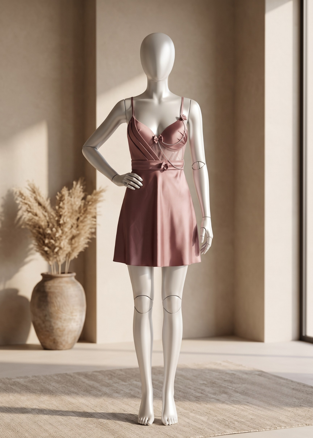 Midnight Satin Charm Babydoll