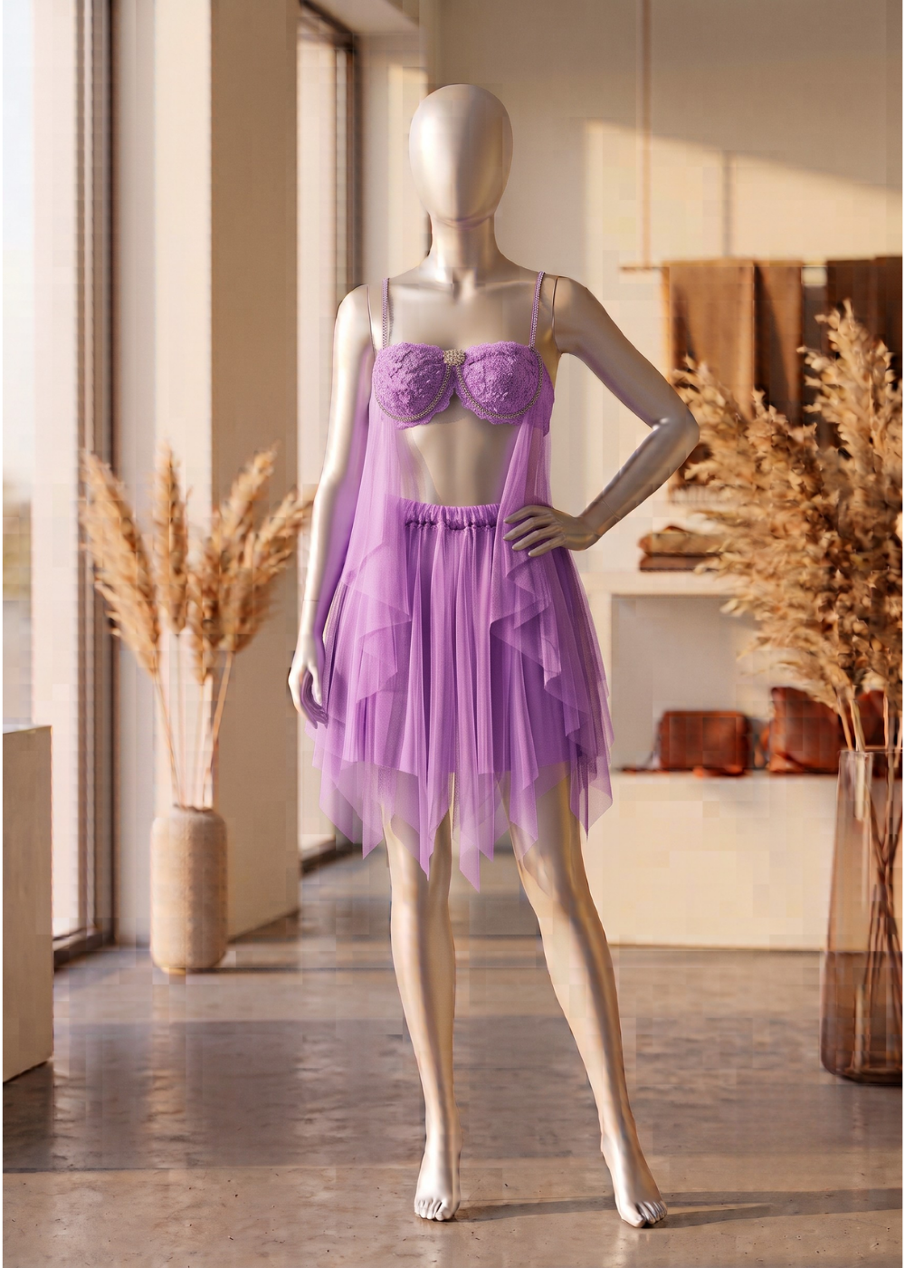 2-piece Ruby Romance Sheer Babydoll Set