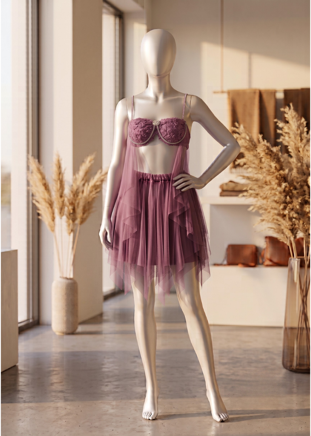 2-piece Ruby Romance Sheer Babydoll Set
