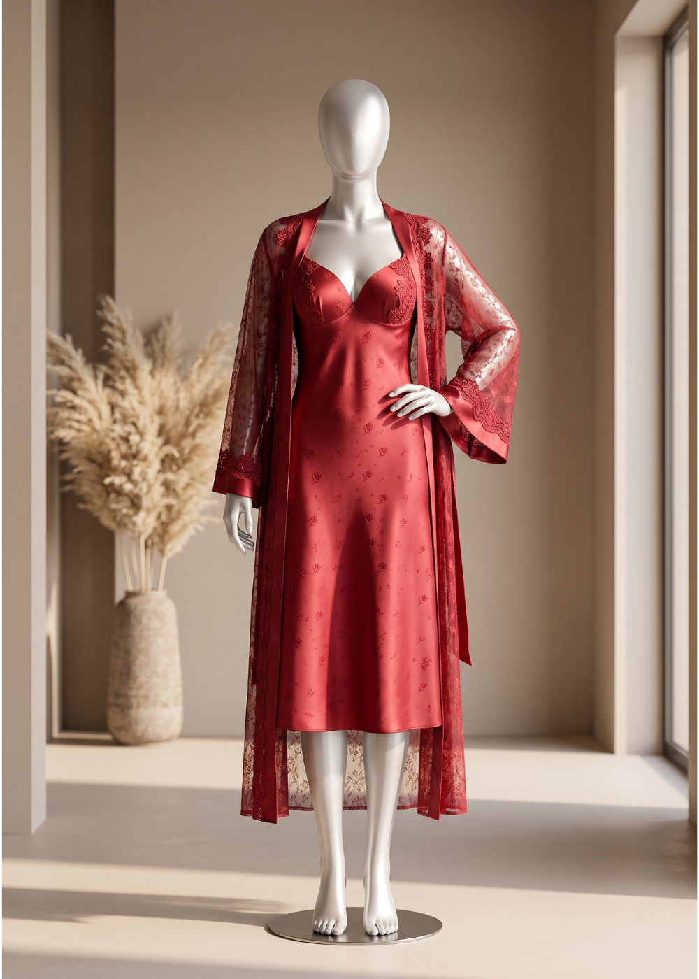 2 piece Scarlet Romance Satin Robe Set