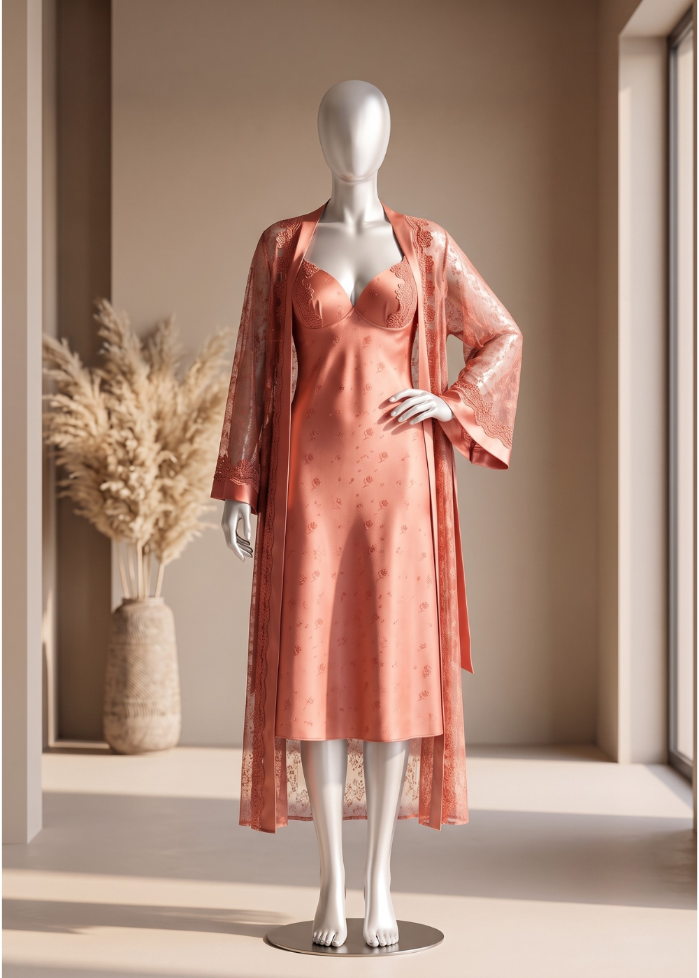 2 piece Scarlet Romance Satin Robe Set