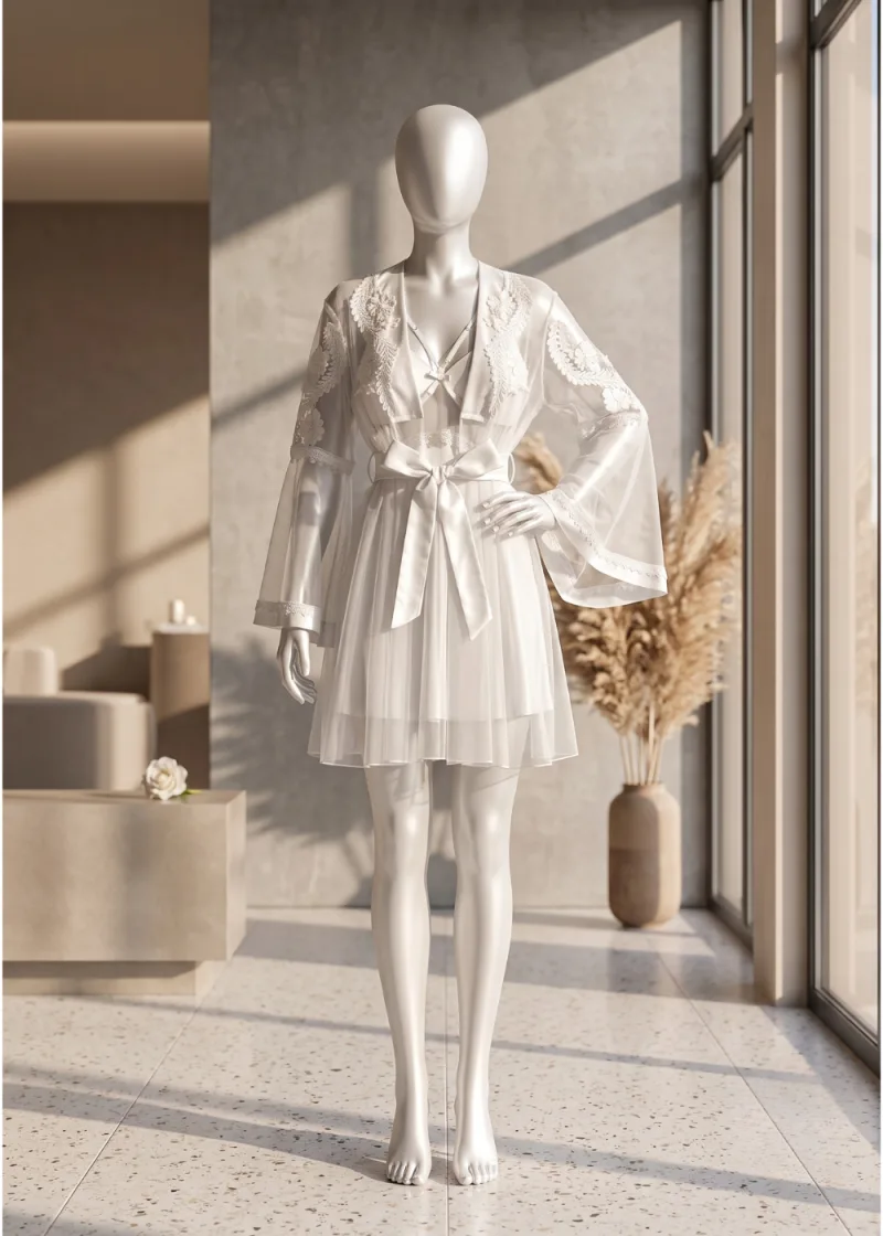 2 piece Celeste Bridal Lace Robe Set