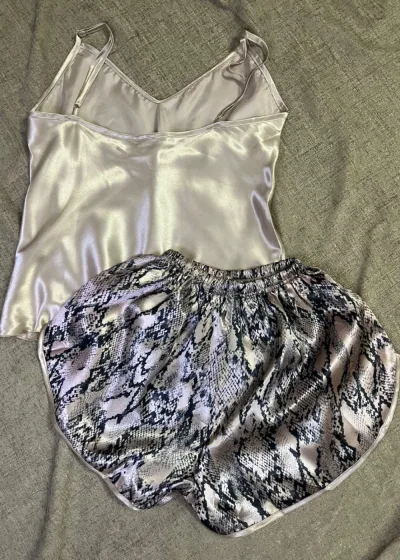 2-piece Champagne Satin Lounge Set