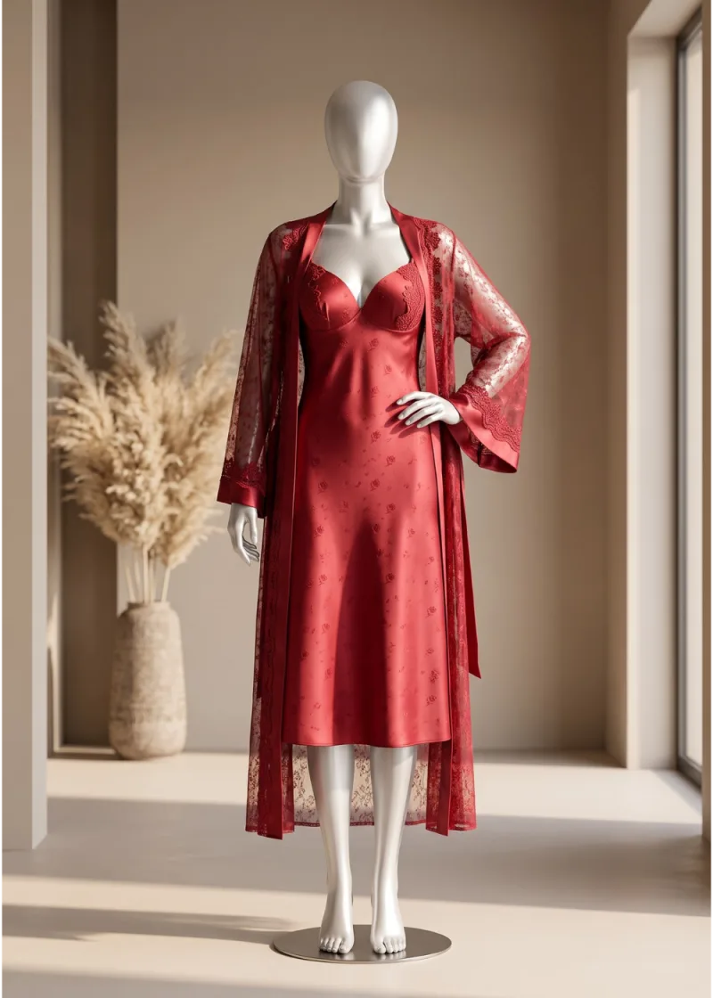 2 piece Scarlet Romance Satin Robe Set