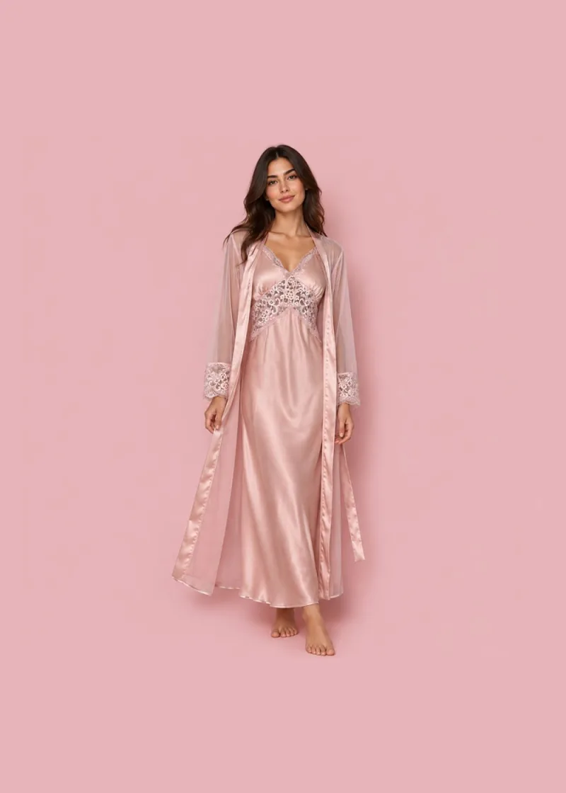 2 piece Serenity Satin Robe Set
