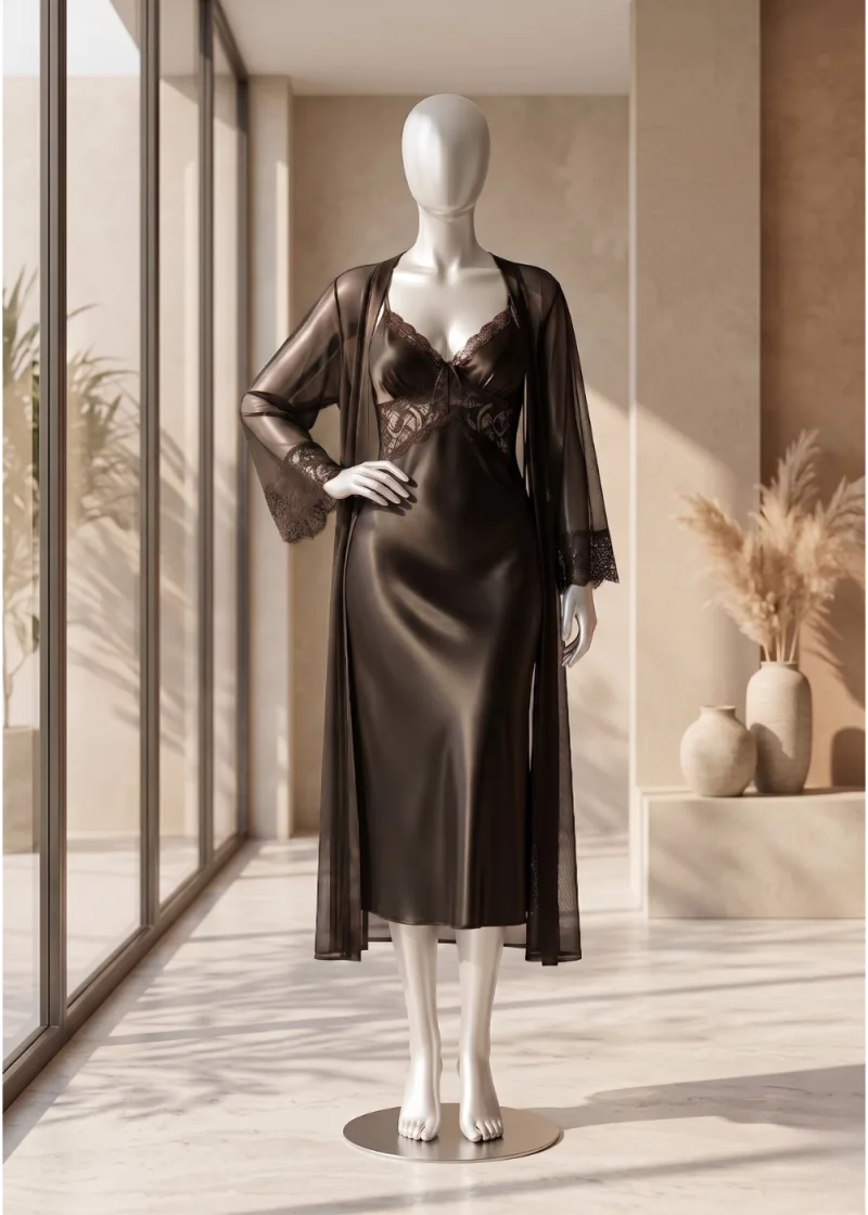 2-piece Noir Satin Grace Set